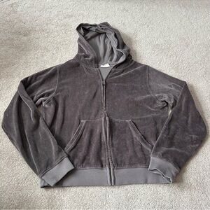 Pact Organic Cotton Grey Velour Zip Up Hoodie and Wide Leg Sweatpants Set